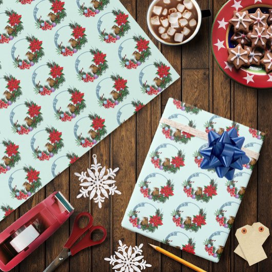 Papier Cadeau Wreath de la souris de Noël