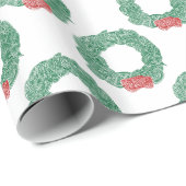 Papier Cadeau Wreath de Noël (Coin rond)
