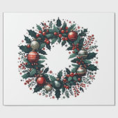 Papier Cadeau Wreath de Noël (Plat)