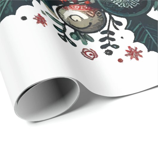 Papier Cadeau Wreath de Noël (Coin rond)