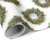 Papier Cadeau Wreath de Noël (Coin rond)