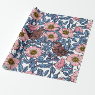 Papier Cadeau Wrens en rose