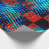 Papier Cadeau Xadrez azul, laranja, faux sujo ou manchado. (Coin)