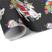 Papier Cadeau Xmas Christmas Unicorn Rainbow Wrapping Paper (Coin rond)