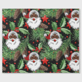 Papier Cadeau xmas holly black santa claus (Plat)