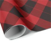 Papier Cadeau Xmas Rustique Joyau de Lumberjack Rouge Buffalo Pl (Coin rond)