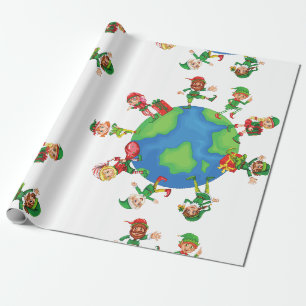 Papier Cadeau xmas santa claus elves