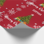 Papier Cadeau Xmas Tree Baubles Snowflakes Personalized Name (Coin)