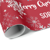 Papier Cadeau Xmas Tree Baubles Snowflakes Personalized Name (Coin rond)