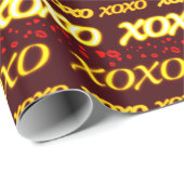 Papier Cadeau XOXO, Baisers et Coeurs (Coin rond)