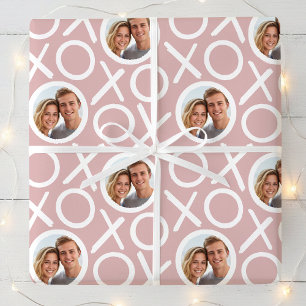 Papier Cadeau XOXO Câlins & Baisers 2 Photo Rose Poussiéreuse Br