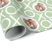 Papier Cadeau XOXO Câlins et Bisous 2 Photo Vert Brosse Script (Coin rond)