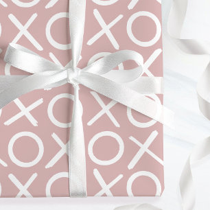 Papier Cadeau XOXO Câlins et Bisous Anniversaire Rose Écriture P