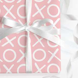 Papier Cadeau XOXO Câlins et bisous Rose Anniversaire Brosse Scr