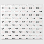 Papier Cadeau XOXO Encarts et baisers rose et noir (Plat)
