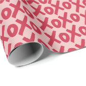 Papier Cadeau XOXO esthétique rose foncé (Coin rond)