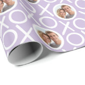 Papier Cadeau XOXO Hugs & Kisses 2 Photo Purple Brush Script (Coin rond)