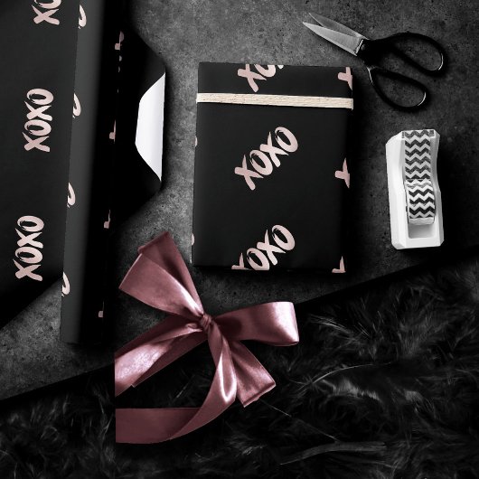 Papier Cadeau XOXO rose pâle | Script de brosse lettres main