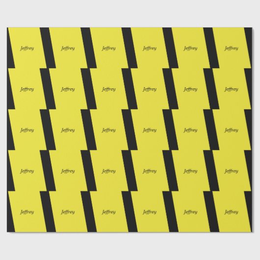 Papier Cadeau Yellow and Black Stripe Gift Wrap, Name, Modern (Plat)