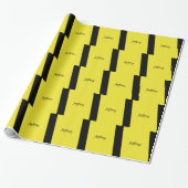 Papier Cadeau Yellow and Black Stripe Gift Wrap, Name, Modern (Déroulé)