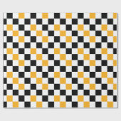 Papier Cadeau Yellow Black White Checkered Pattern Design  (Plat)