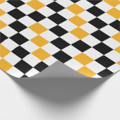Papier Cadeau Yellow Black White Checkered Pattern Design  (Coin)