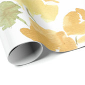 Papier Cadeau Yellow Bloom Matte Wrapping Paper (Coin rond)