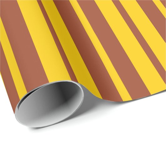 Papier Cadeau Yellow Brown Stylish Stripes Pattern Design (Coin rond)