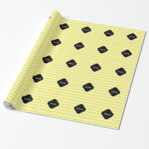 Papier Cadeau Yellow Chevron ZigZag Blk Quatrefoil Monagram