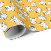Papier Cadeau Yellow Cute Animal Pattern (Coin rond)