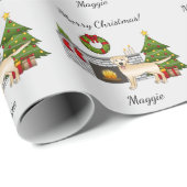 Papier Cadeau Yellow Labrador Retriever - Salle de Noël festive (Coin rond)