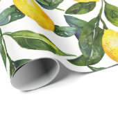Papier Cadeau Yellow Lemons Housewarming (Coin rond)