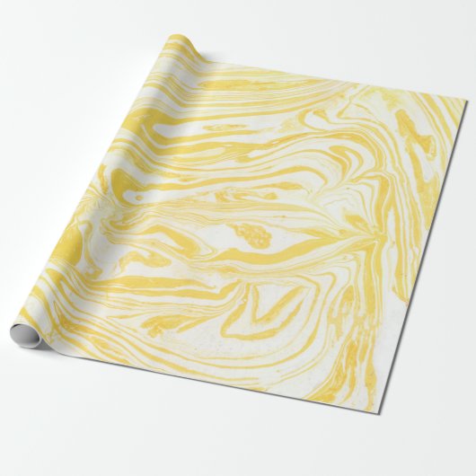 Papier Cadeau Yellow marble texture. Hand drawn (Déroulé)