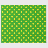 Papier Cadeau Yellow On Green Polka Dots Pattern Design (Plat)