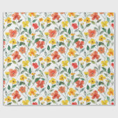 Papier Cadeau Yellow Orange Flowers Birthday (Plat)