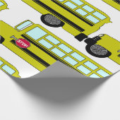 Papier Cadeau Yellow School Bus with Stop Sign (Coin)