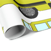 Papier Cadeau Yellow School Bus with Stop Sign (Coin rond)