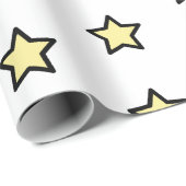 Papier Cadeau Yellow Star Pattern Minimalist Modern (Coin rond)