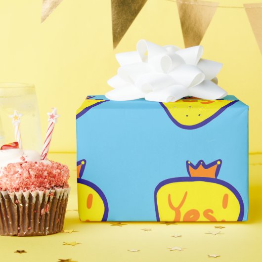 Papier Cadeau Yellow strawberry (Fête d'anniversaire)