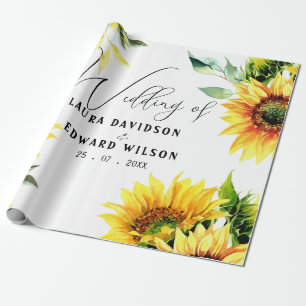 Papier Cadeau Yellow sunflower floral vibrant spring bouquet