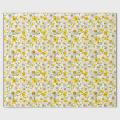 Papier Cadeau Yellow Watercolor Wildflowers Pattern  (Plat)