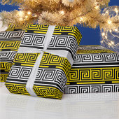 Papier Cadeau Yellow White Black Greek Key Fret Pattern Design 