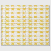 Papier Cadeau Yellow White Plaid Stripes Birthday (Plat)