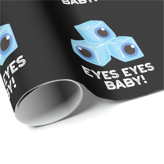 Papier Cadeau Yeux Bébé Funny Ice Eyeballs Pun Dark BG (Coin rond)
