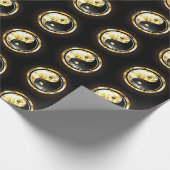 Papier Cadeau Yin Yang or sur fond noir (Coin)