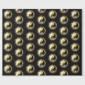Papier Cadeau Yin Yang or sur noir (Plat)