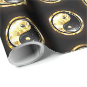 Papier Cadeau Yin Yang or sur noir (Coin rond)