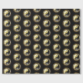 Papier Cadeau Yin Yang or sur noir (Plat)