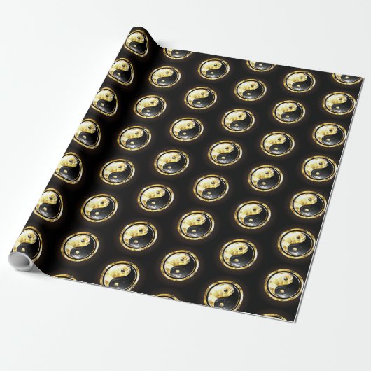 Papier Cadeau Yin Yang or sur noir (Déroulé)