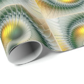 Papier Cadeau Yin Yang Vert Jaune Abstrait coloré Fractal (Coin rond)